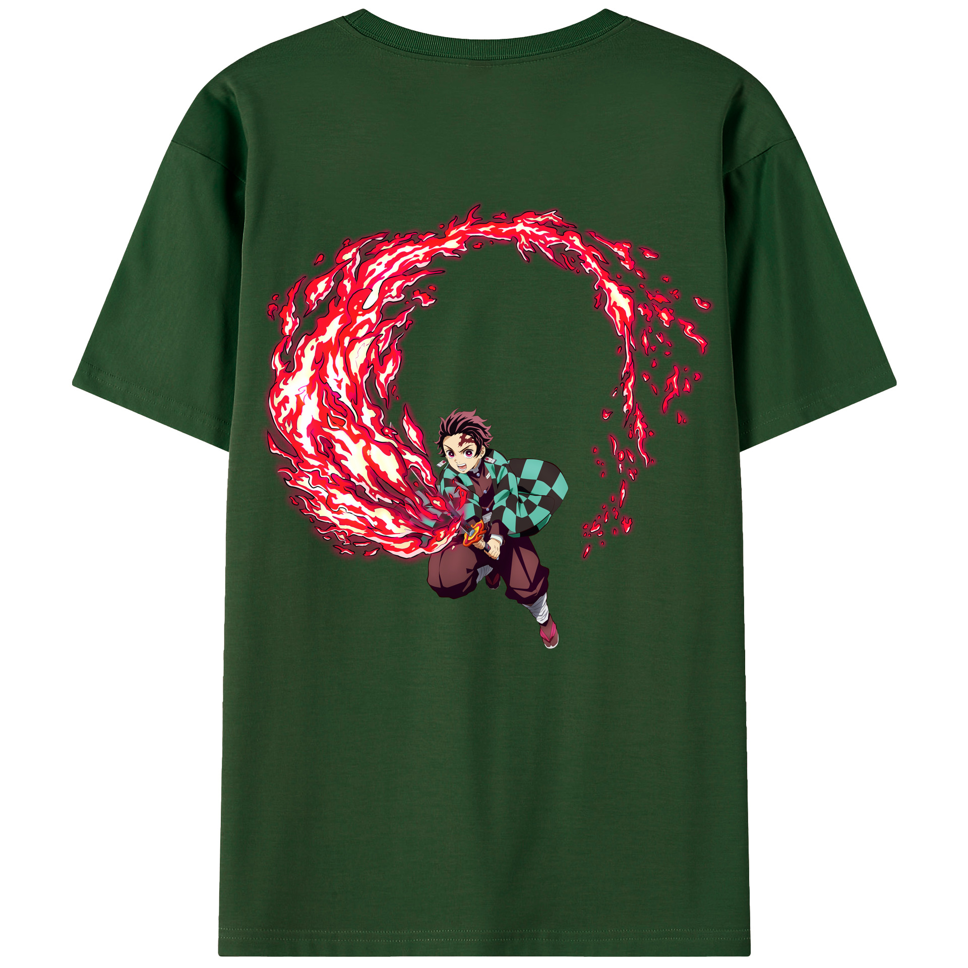 （画像用） 鬼滅の刃 竈門 炭治郎／かまど たんじろう Kamado Tanjirou 綿100％半袖Tシャツ（背面プリント）